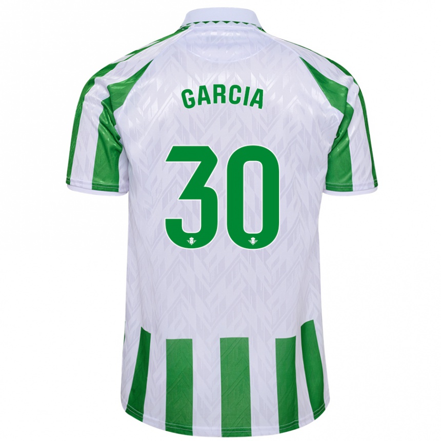 Gyermek Labdarúgás Germán García #30 Zöld Fehér Csíkok Hazai Jersey 2024/25 Mez Póló Ing