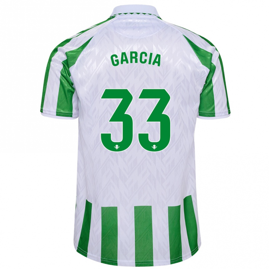 Gyermek Labdarúgás Pablo García #33 Zöld Fehér Csíkok Hazai Jersey 2024/25 Mez Póló Ing