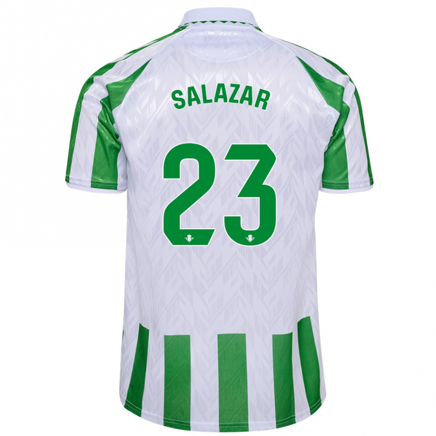 Gyermek Labdarúgás Noelia Salazar #23 Zöld Fehér Csíkok Hazai Jersey 2024/25 Mez Póló Ing