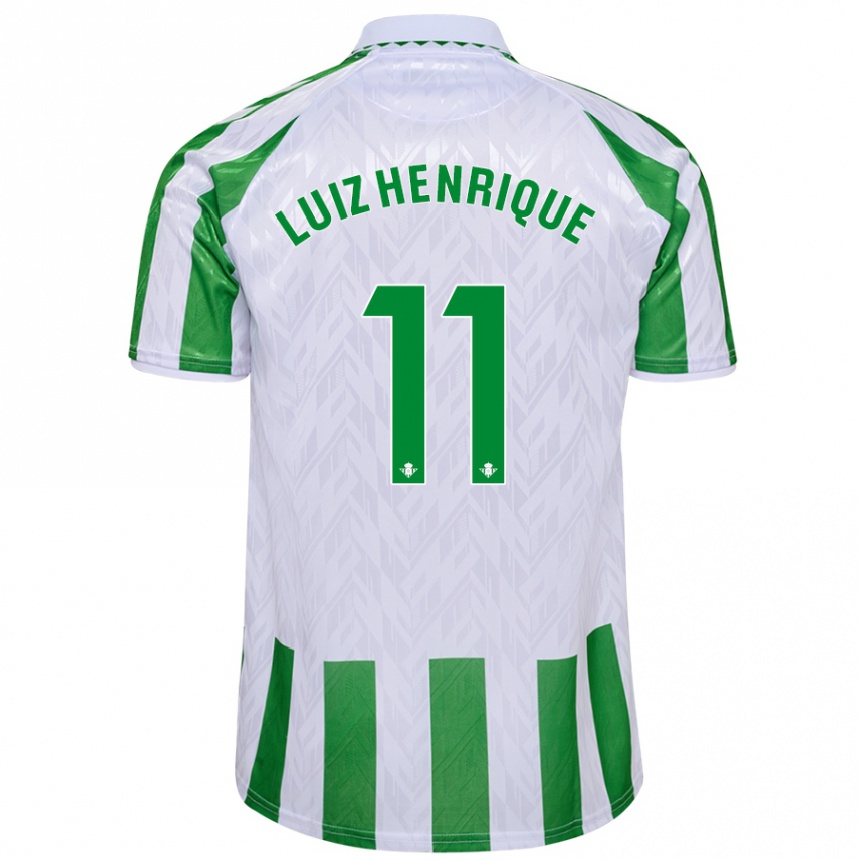 Gyermek Labdarúgás Luiz Henrique #11 Zöld Fehér Csíkok Hazai Jersey 2024/25 Mez Póló Ing