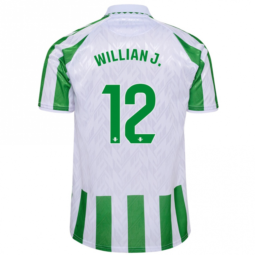 Gyermek Labdarúgás Willian José #12 Zöld Fehér Csíkok Hazai Jersey 2024/25 Mez Póló Ing