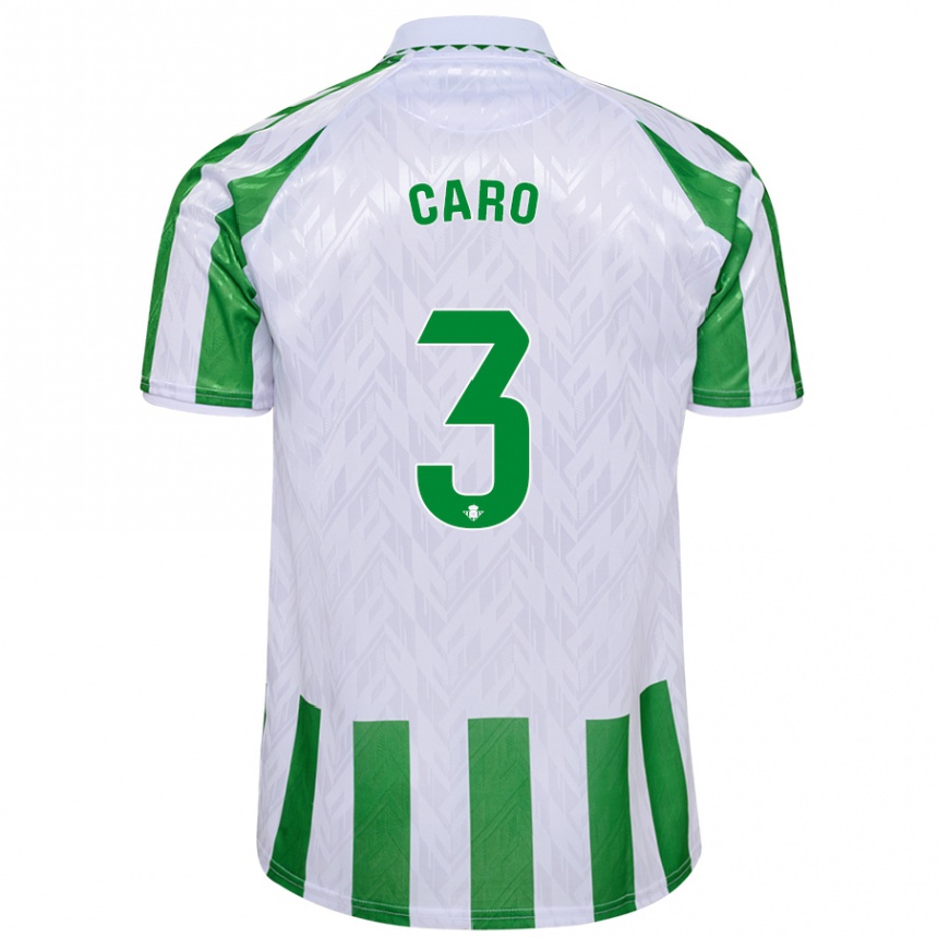 Gyermek Labdarúgás Andrés Caro #3 Zöld Fehér Csíkok Hazai Jersey 2024/25 Mez Póló Ing