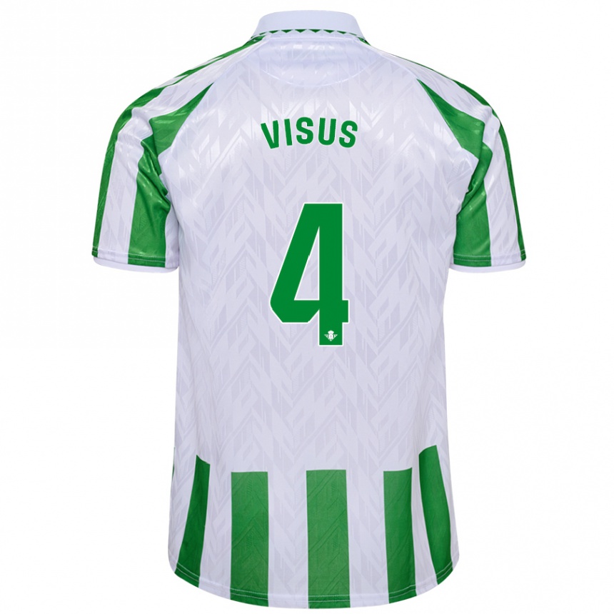 Gyermek Labdarúgás Ricardo Visus #4 Zöld Fehér Csíkok Hazai Jersey 2024/25 Mez Póló Ing