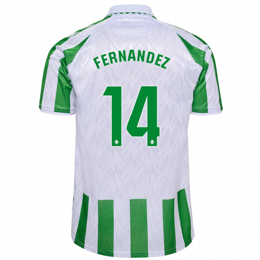 Gyermek Labdarúgás Quique Fernández #14 Zöld Fehér Csíkok Hazai Jersey 2024/25 Mez Póló Ing