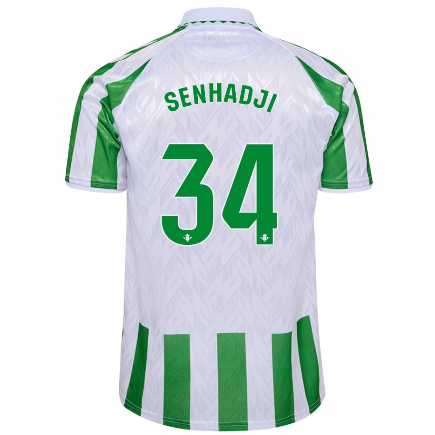 Gyermek Labdarúgás Yanis Senhadji #34 Zöld Fehér Csíkok Hazai Jersey 2024/25 Mez Póló Ing