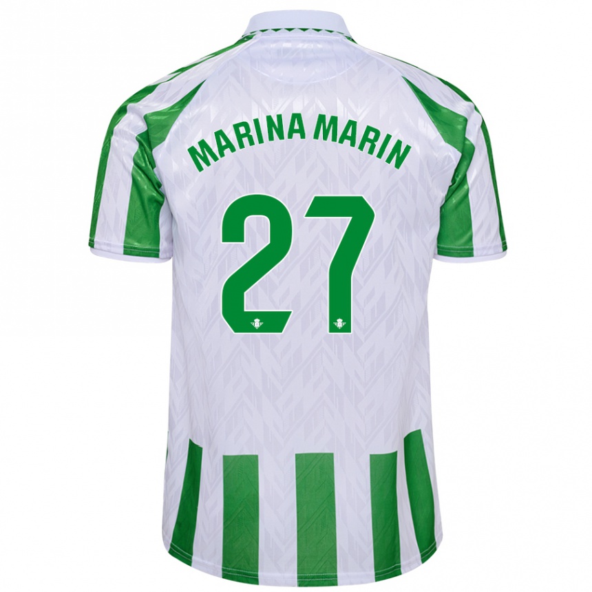 Gyermek Labdarúgás Marina Marín #27 Zöld Fehér Csíkok Hazai Jersey 2024/25 Mez Póló Ing