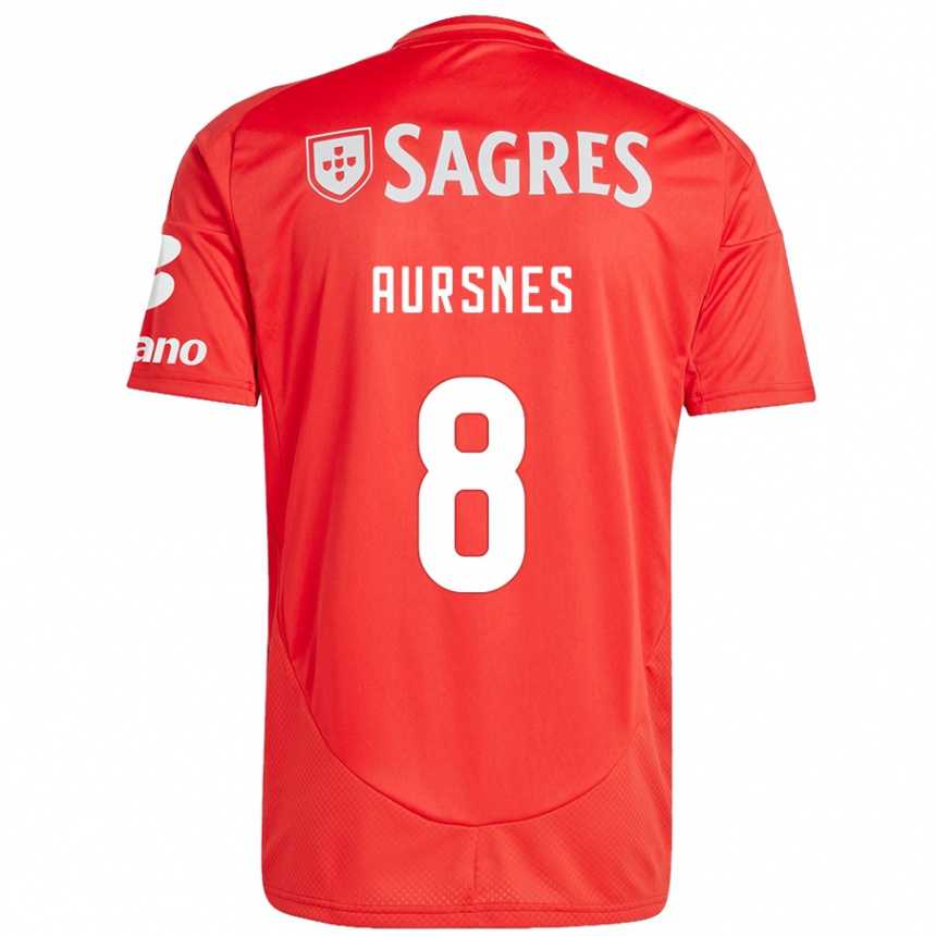 Gyermek Labdarúgás Fredrik Aursnes #8 Piros Fehér Hazai Jersey 2024/25 Mez Póló Ing