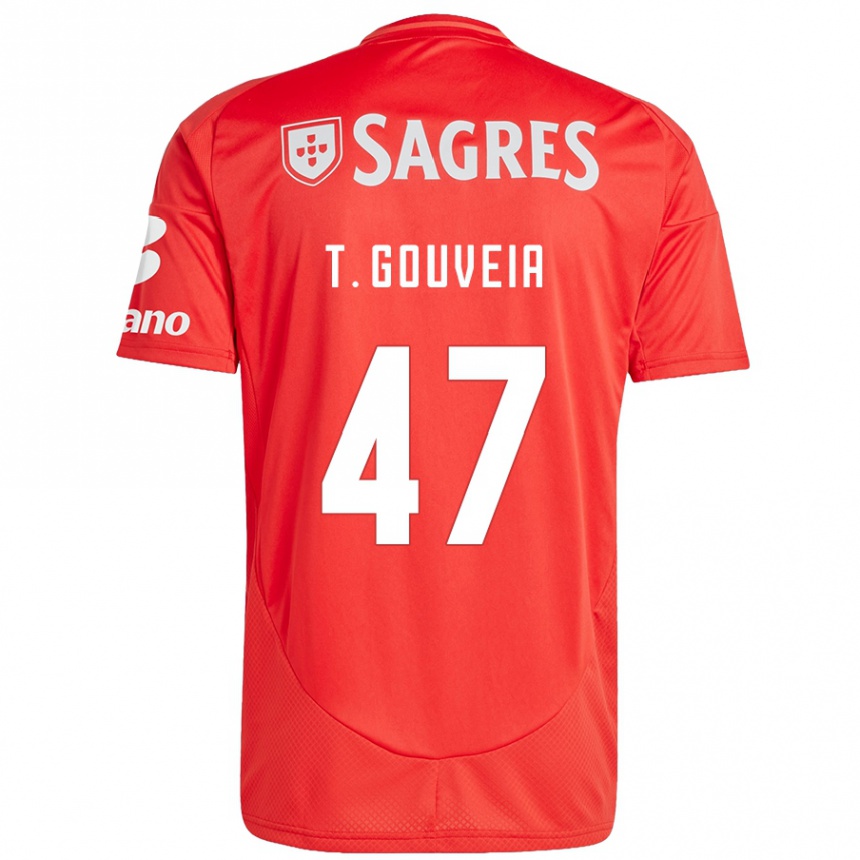 Gyermek Labdarúgás Tiago Gouveia #47 Piros Fehér Hazai Jersey 2024/25 Mez Póló Ing