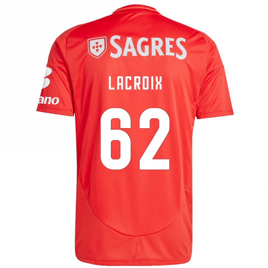 Gyermek Labdarúgás Lenny Lacroix #62 Piros Fehér Hazai Jersey 2024/25 Mez Póló Ing