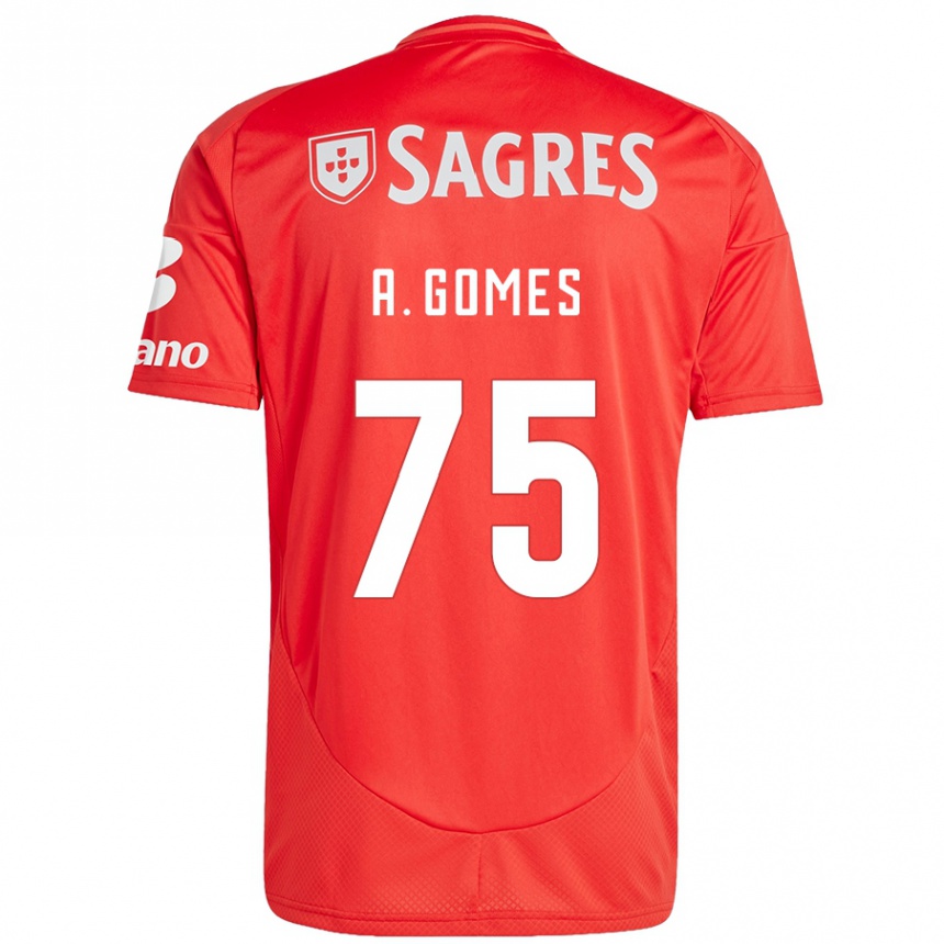 Gyermek Labdarúgás André Gomes #75 Piros Fehér Hazai Jersey 2024/25 Mez Póló Ing