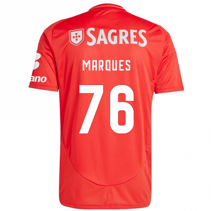 Gyermek Labdarúgás Gustavo Marques #76 Piros Fehér Hazai Jersey 2024/25 Mez Póló Ing