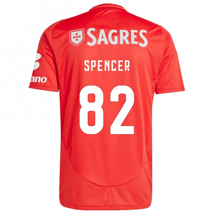 Gyermek Labdarúgás Diogo Spencer #82 Piros Fehér Hazai Jersey 2024/25 Mez Póló Ing