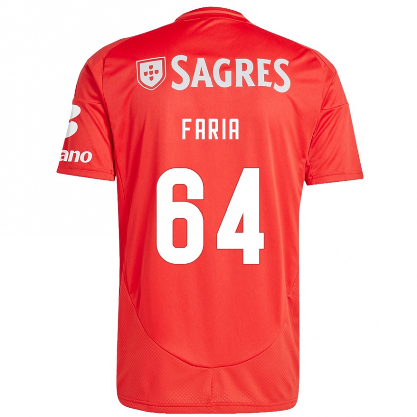 Gyermek Labdarúgás Hugo Faria #64 Piros Fehér Hazai Jersey 2024/25 Mez Póló Ing