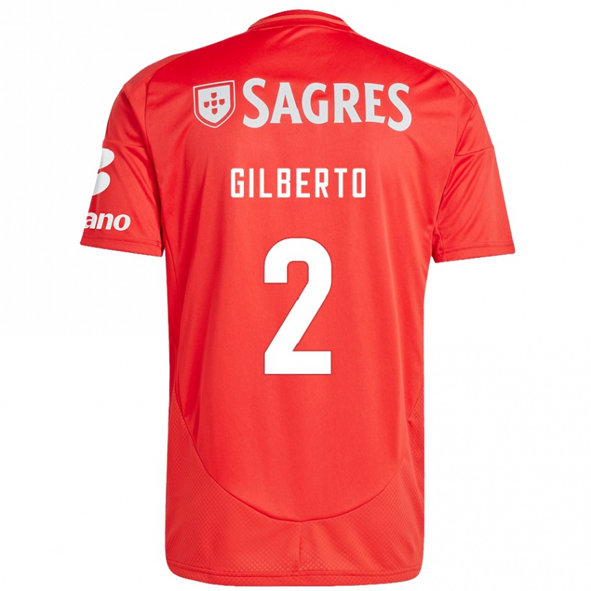 Gyermek Labdarúgás Gilberto #2 Piros Fehér Hazai Jersey 2024/25 Mez Póló Ing