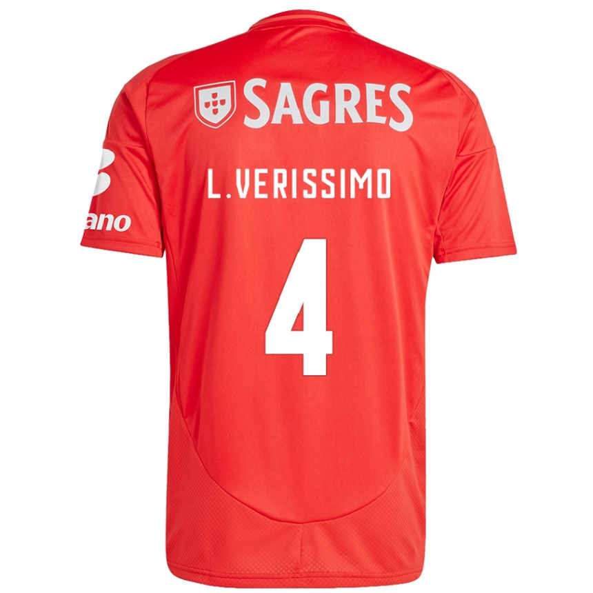 Gyermek Labdarúgás Lucas Verissimo #4 Piros Fehér Hazai Jersey 2024/25 Mez Póló Ing