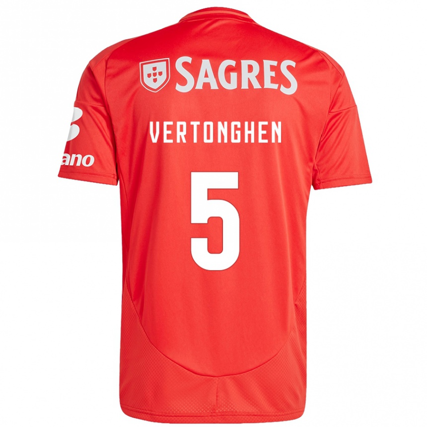 Gyermek Labdarúgás Jan Vertonghen #5 Piros Fehér Hazai Jersey 2024/25 Mez Póló Ing