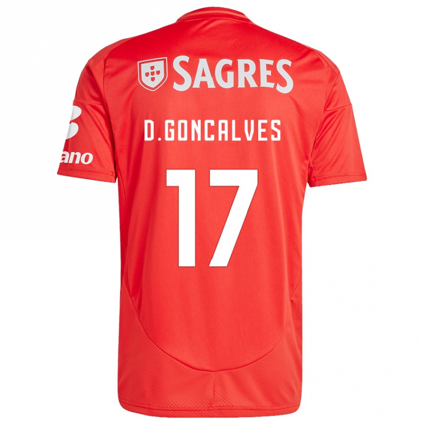 Gyermek Labdarúgás Diogo Goncalves #17 Piros Fehér Hazai Jersey 2024/25 Mez Póló Ing