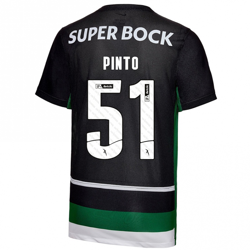 Gyermek Labdarúgás Diogo Pinto #51 Fekete Fehér Zöld Hazai Jersey 2024/25 Mez Póló Ing