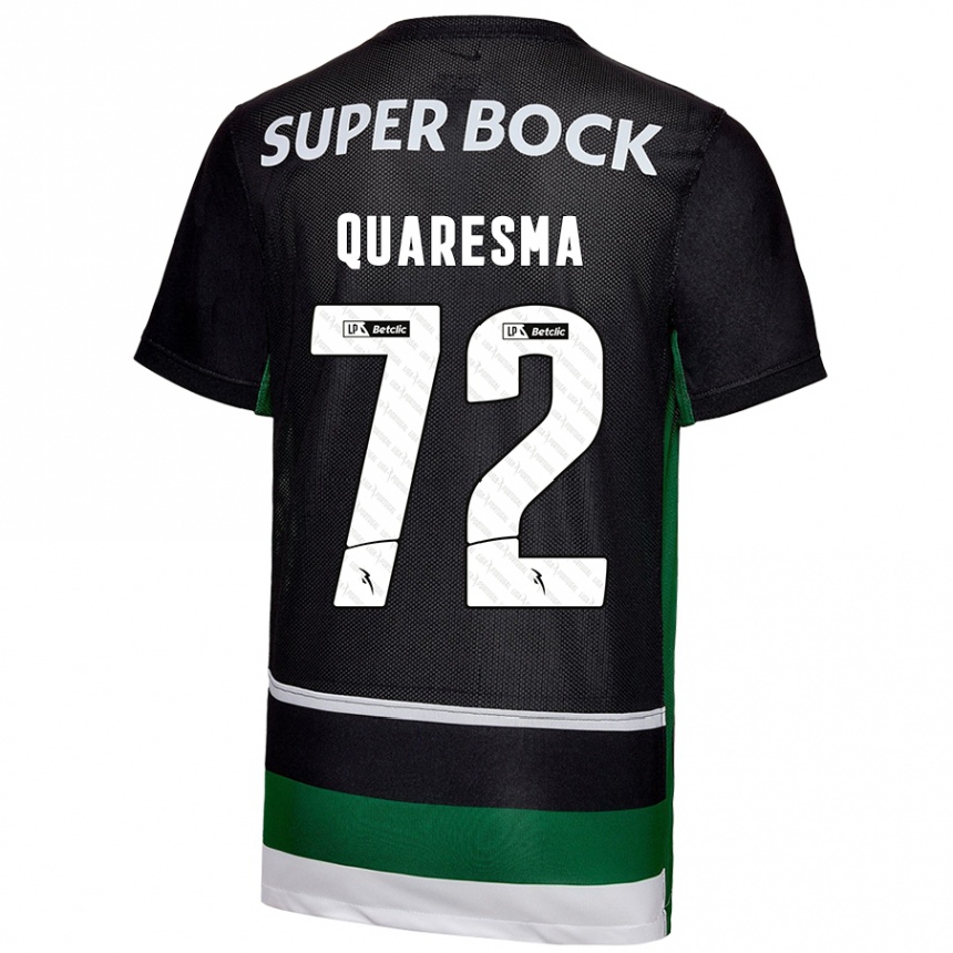 Gyermek Labdarúgás Eduardo Quaresma #72 Fekete Fehér Zöld Hazai Jersey 2024/25 Mez Póló Ing