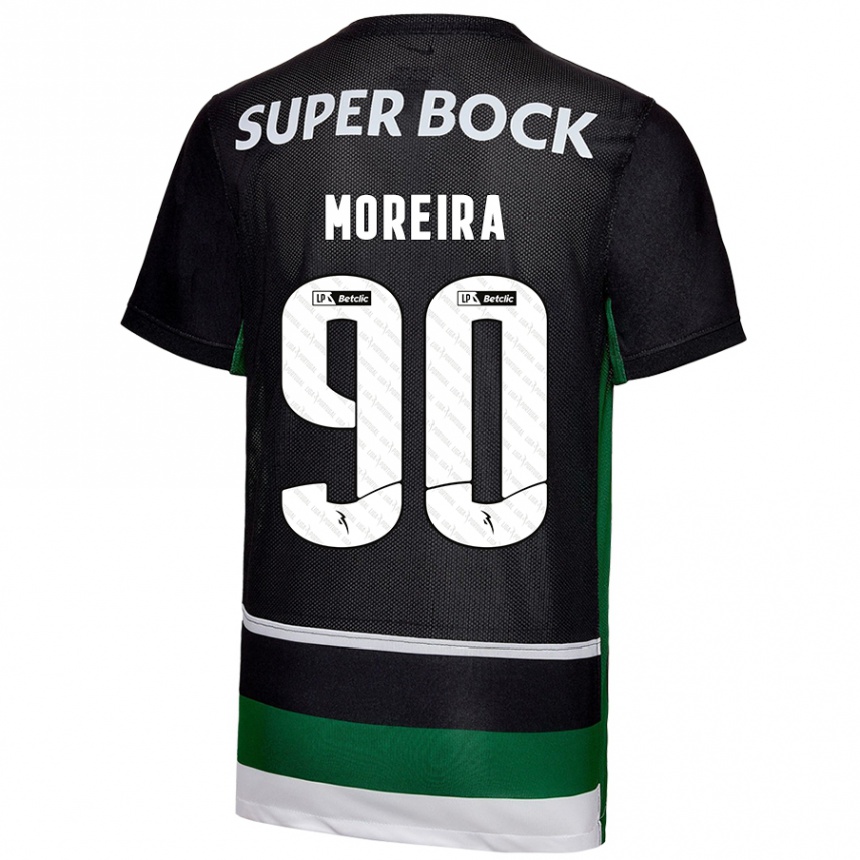 Gyermek Labdarúgás Afonso Moreira #90 Fekete Fehér Zöld Hazai Jersey 2024/25 Mez Póló Ing