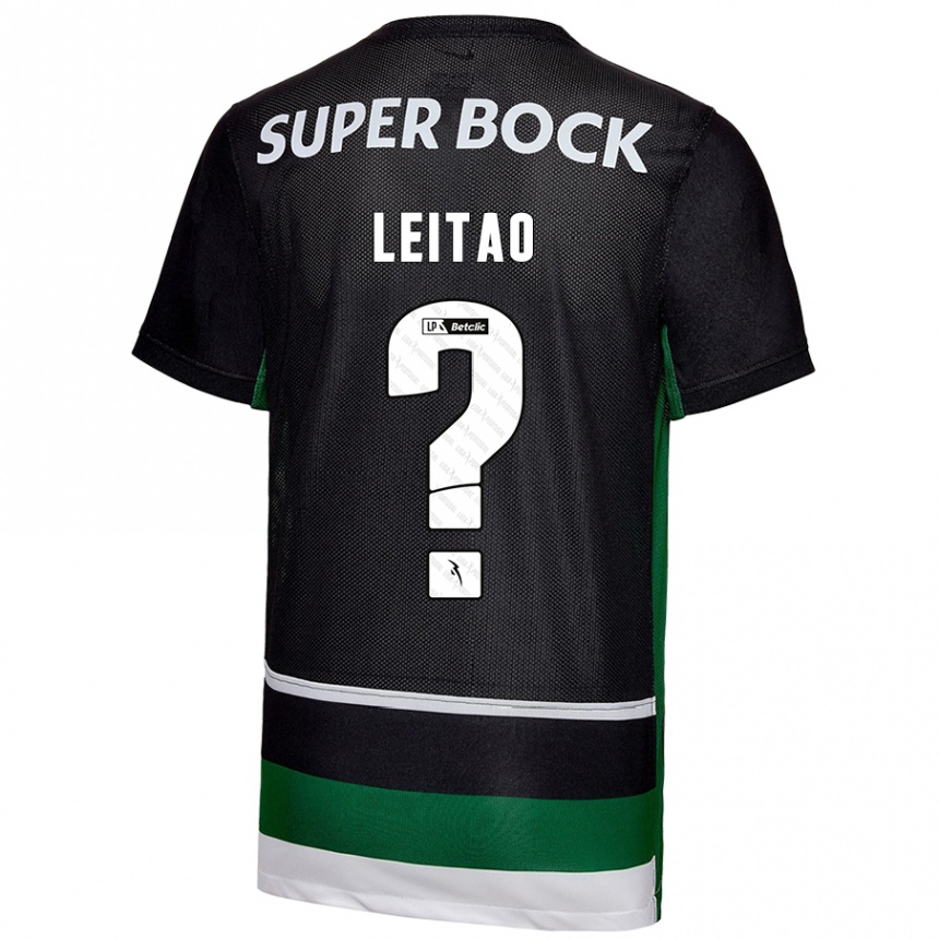 Gyermek Labdarúgás Tiago Leitão #0 Fekete Fehér Zöld Hazai Jersey 2024/25 Mez Póló Ing