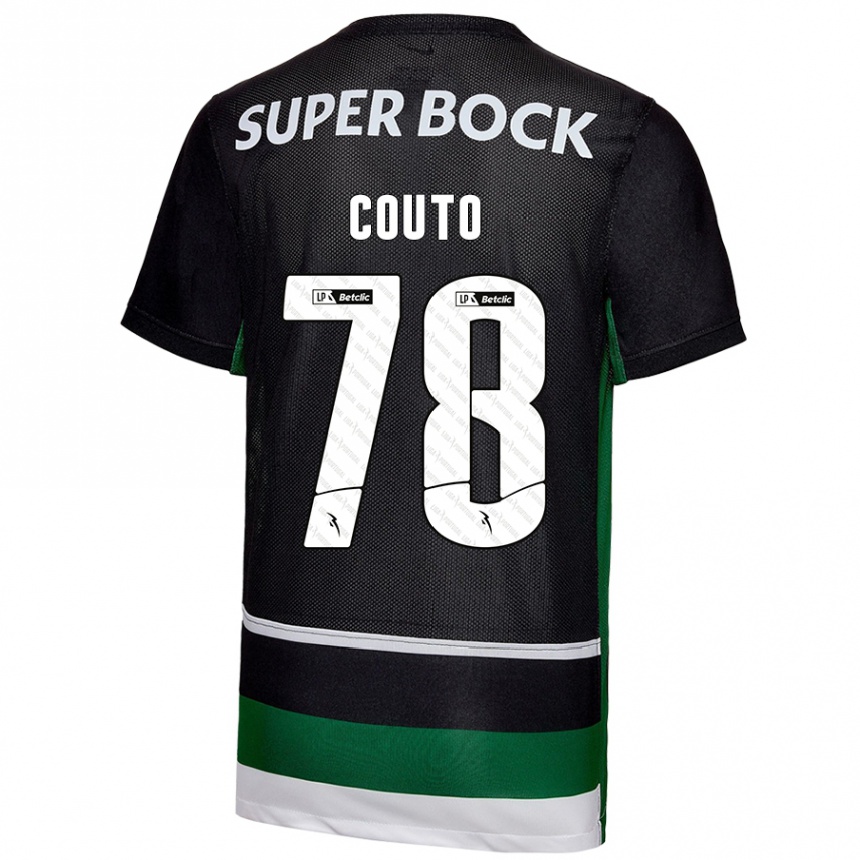 Gyermek Labdarúgás Mauro Couto #78 Fekete Fehér Zöld Hazai Jersey 2024/25 Mez Póló Ing