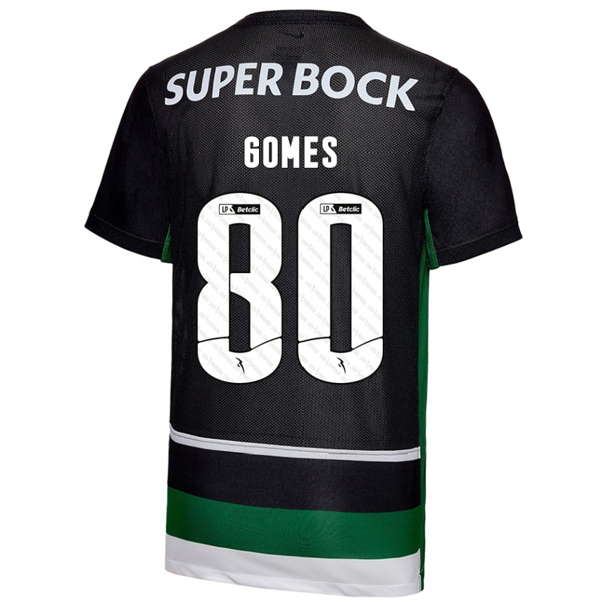 Gyermek Labdarúgás Luís Gomes #80 Fekete Fehér Zöld Hazai Jersey 2024/25 Mez Póló Ing