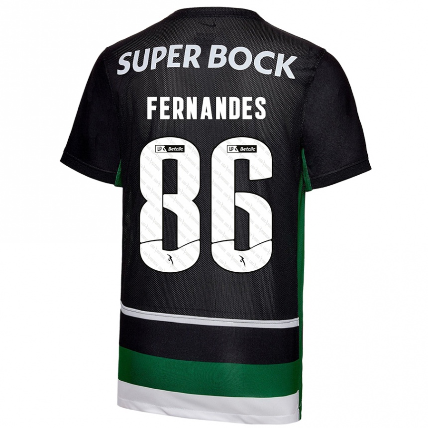 Gyermek Labdarúgás Emanuel Fernandes #86 Fekete Fehér Zöld Hazai Jersey 2024/25 Mez Póló Ing