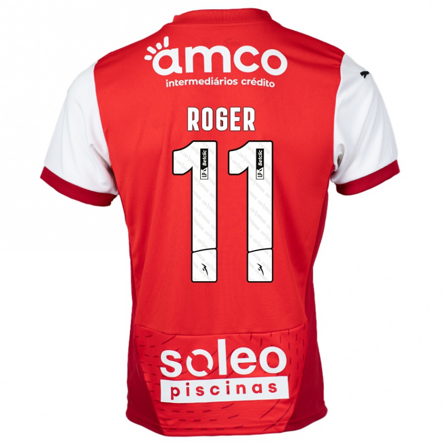 Gyermek Labdarúgás Roger #11 Piros Fehér Hazai Jersey 2024/25 Mez Póló Ing