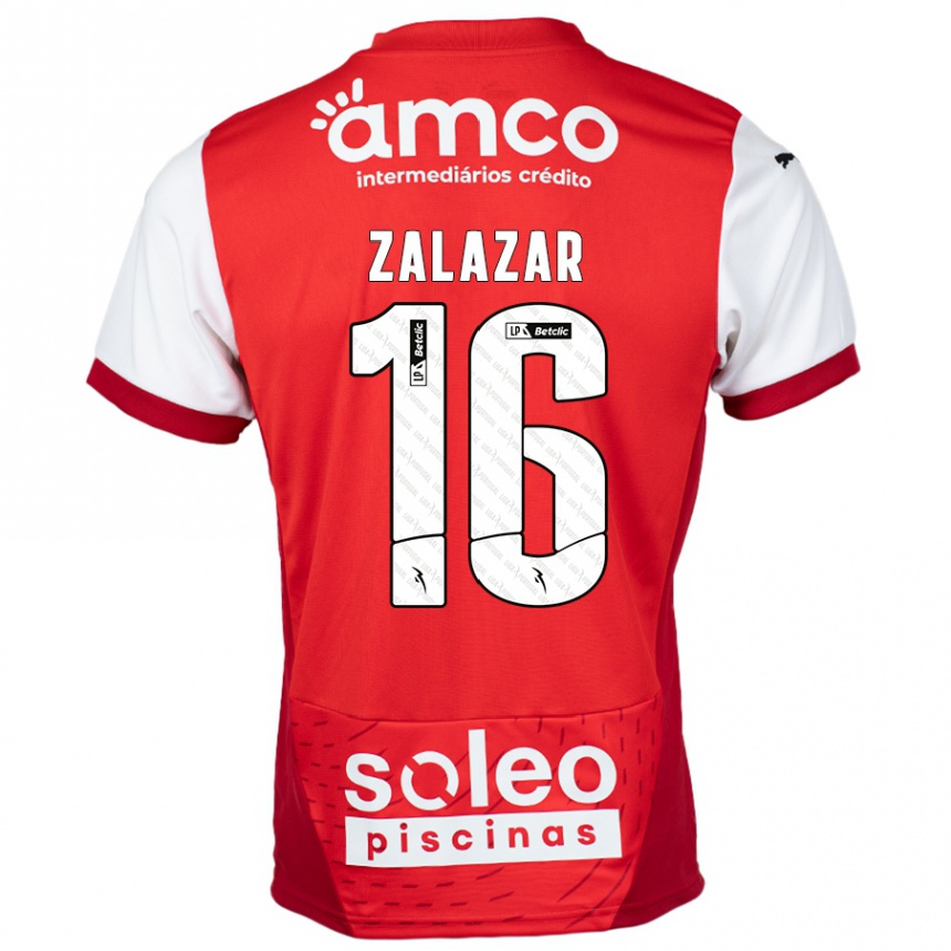 Gyermek Labdarúgás Rodrigo Zalazar #16 Piros Fehér Hazai Jersey 2024/25 Mez Póló Ing