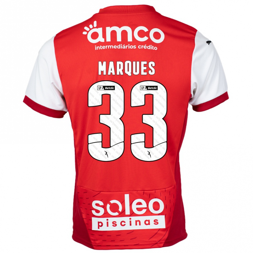 Gyermek Labdarúgás João Marques #33 Piros Fehér Hazai Jersey 2024/25 Mez Póló Ing