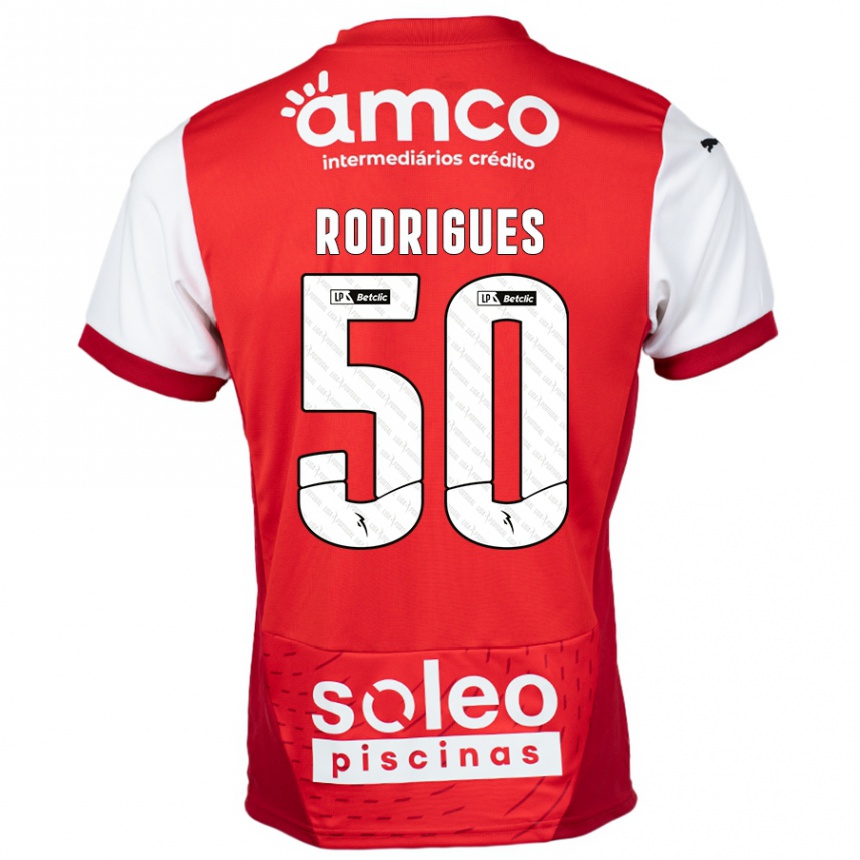 Gyermek Labdarúgás Diego Rodrigues #50 Piros Fehér Hazai Jersey 2024/25 Mez Póló Ing