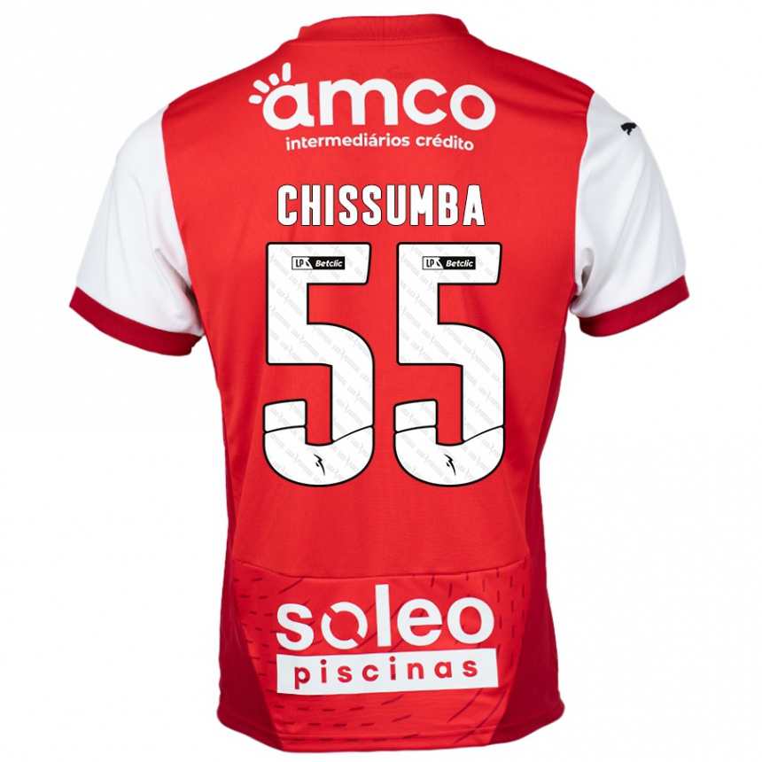 Gyermek Labdarúgás Chissumba #55 Piros Fehér Hazai Jersey 2024/25 Mez Póló Ing