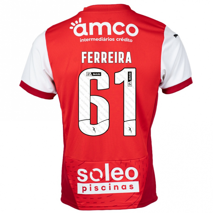 Gyermek Labdarúgás Tiago Ferreira #61 Piros Fehér Hazai Jersey 2024/25 Mez Póló Ing