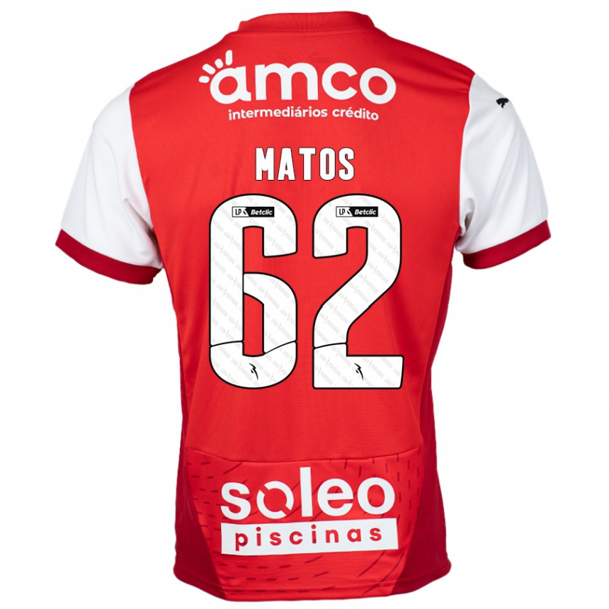 Gyermek Labdarúgás Nuno Matos #62 Piros Fehér Hazai Jersey 2024/25 Mez Póló Ing