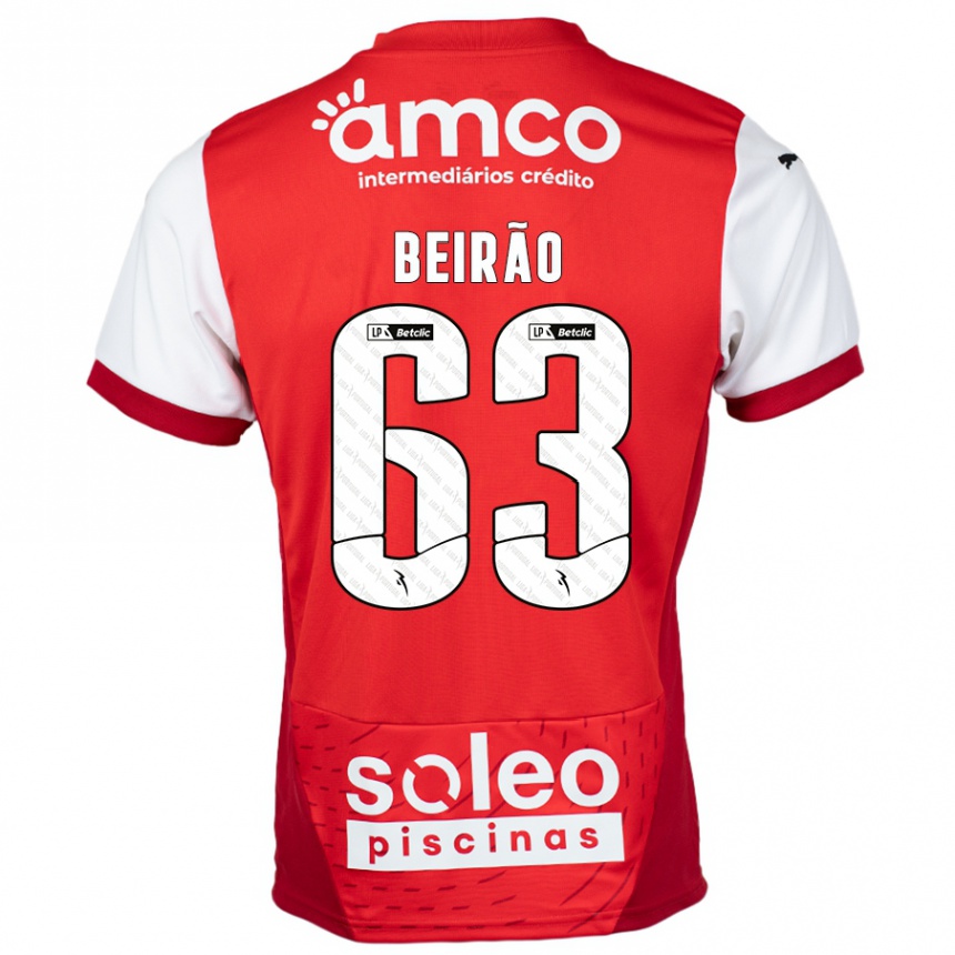 Gyermek Labdarúgás Rodrigo Beirão #63 Piros Fehér Hazai Jersey 2024/25 Mez Póló Ing