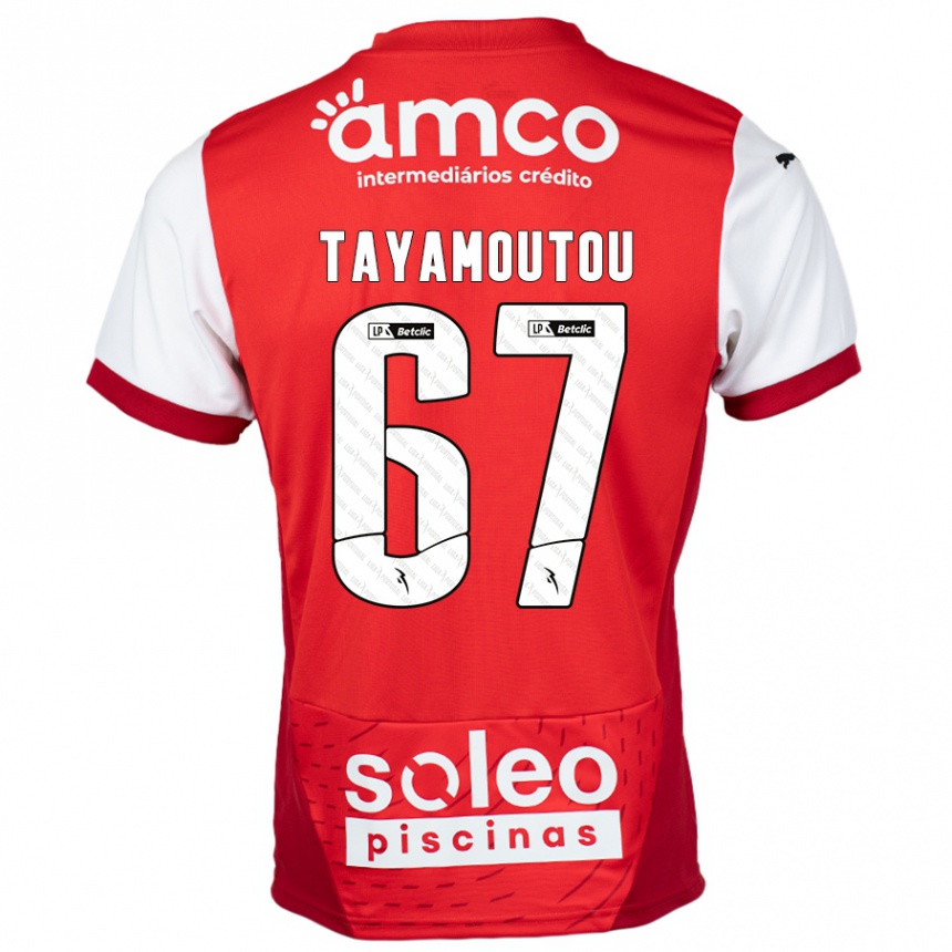 Gyermek Labdarúgás Enzo Tayamoutou #67 Piros Fehér Hazai Jersey 2024/25 Mez Póló Ing