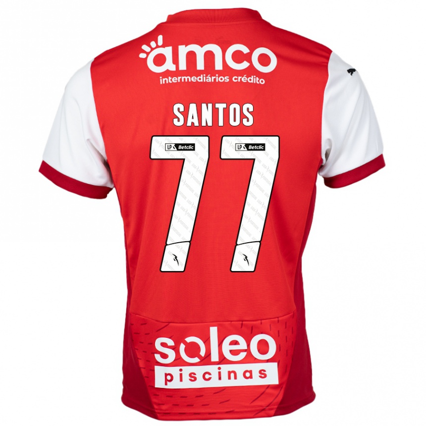 Gyermek Labdarúgás Edu Santos #77 Piros Fehér Hazai Jersey 2024/25 Mez Póló Ing