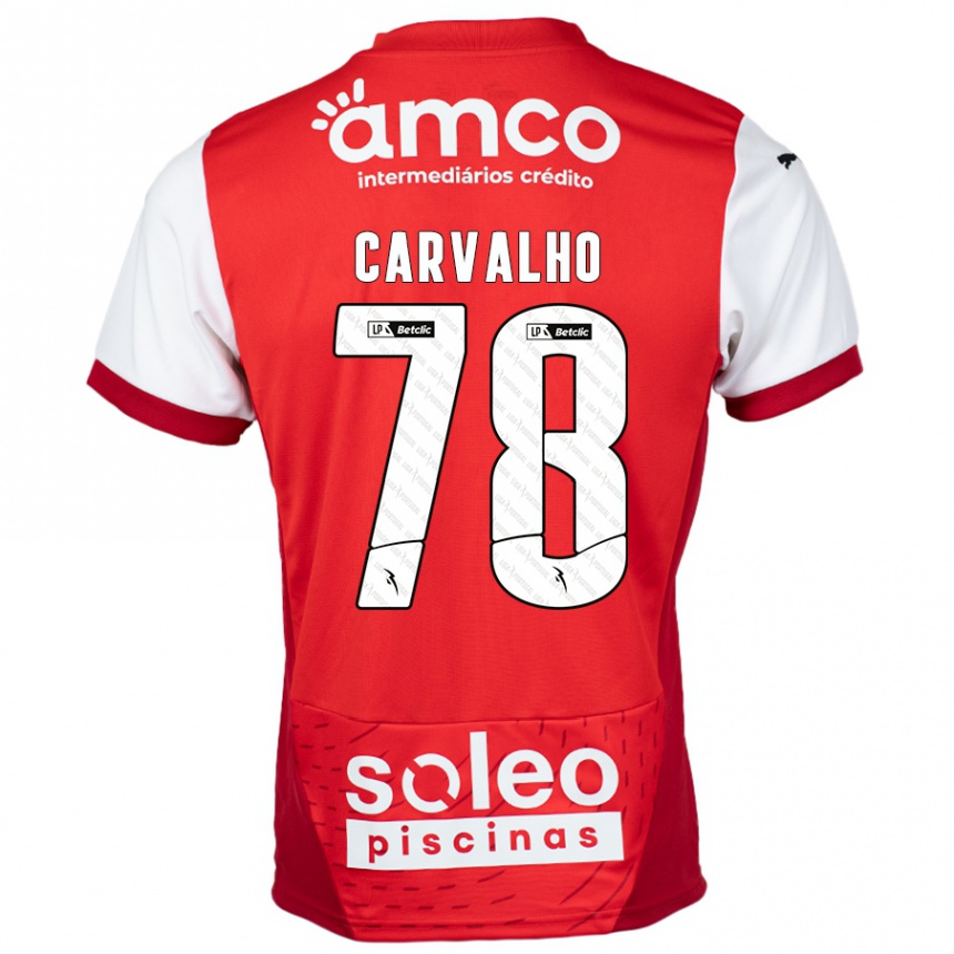 Gyermek Labdarúgás João Carvalho #78 Piros Fehér Hazai Jersey 2024/25 Mez Póló Ing