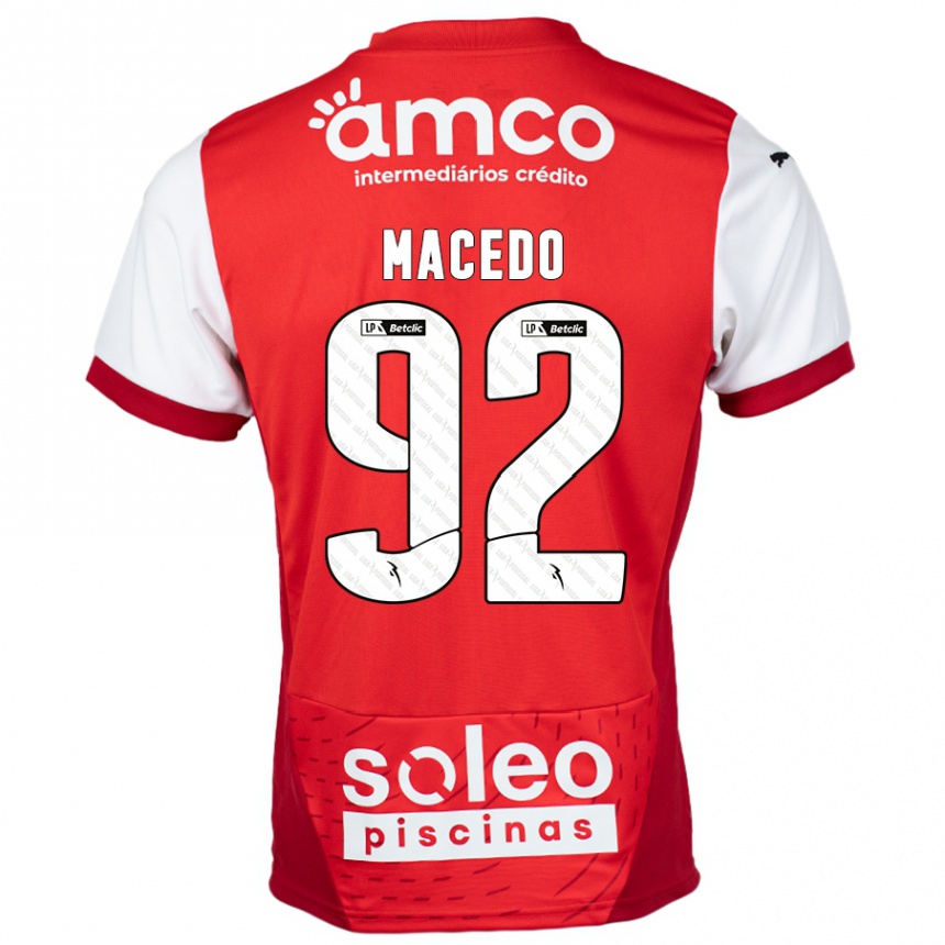 Gyermek Labdarúgás Rodrigo Macedo #92 Piros Fehér Hazai Jersey 2024/25 Mez Póló Ing