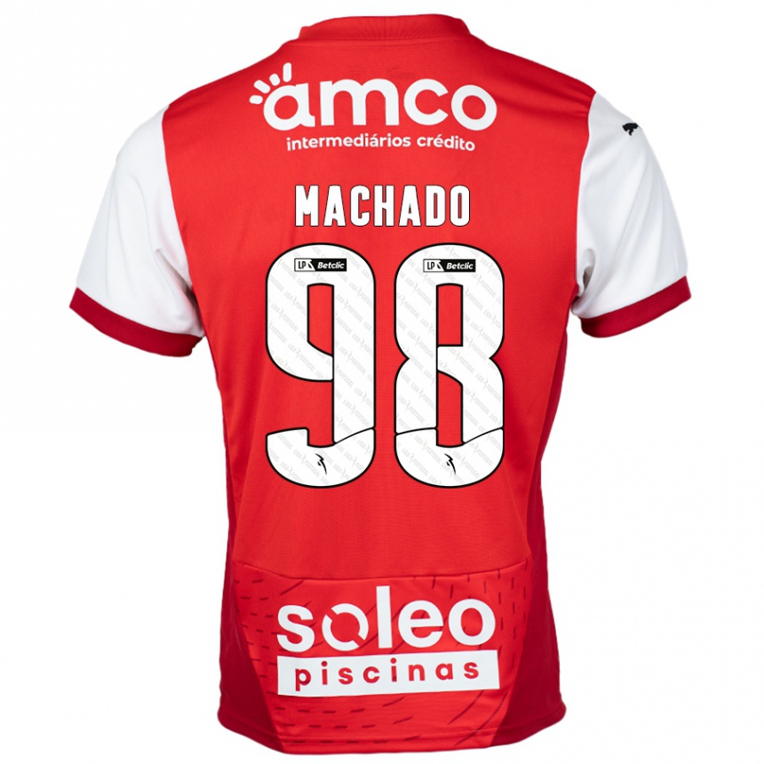 Gyermek Labdarúgás Gonçalo Machado #98 Piros Fehér Hazai Jersey 2024/25 Mez Póló Ing