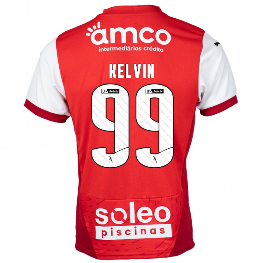 Gyermek Labdarúgás Kauan Kelvin #99 Piros Fehér Hazai Jersey 2024/25 Mez Póló Ing