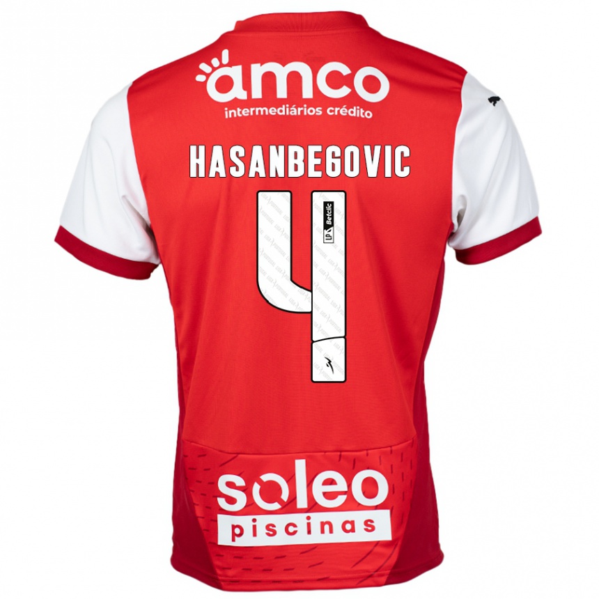 Gyermek Labdarúgás Melisa Hasanbegović #4 Piros Fehér Hazai Jersey 2024/25 Mez Póló Ing