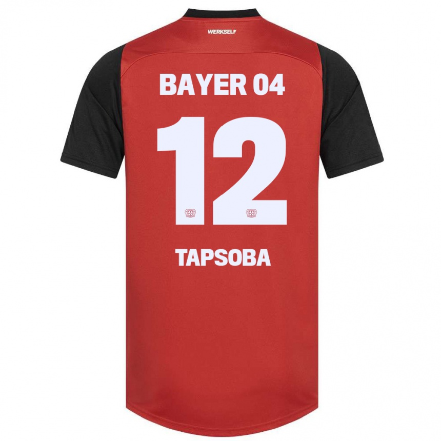 Gyermek Labdarúgás Edmond Tapsoba #12 Piros Fekete Hazai Jersey 2024/25 Mez Póló Ing