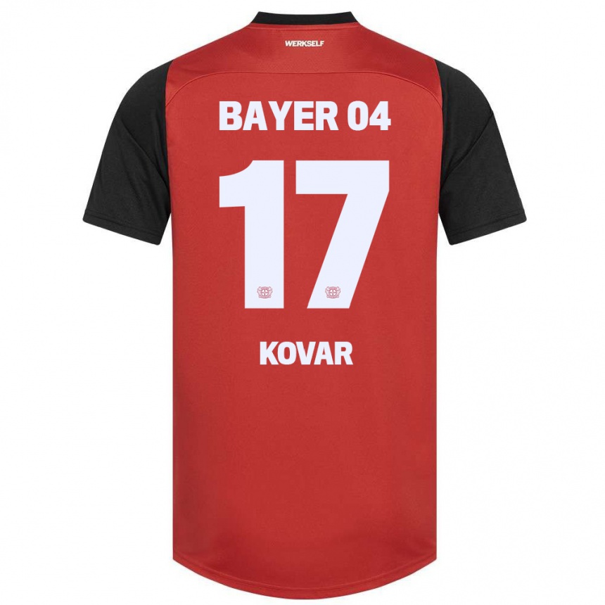 Gyermek Labdarúgás Matej Kovar #17 Piros Fekete Hazai Jersey 2024/25 Mez Póló Ing