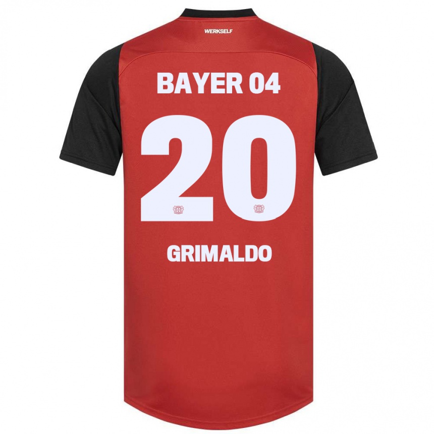 Gyermek Labdarúgás Alejandro Grimaldo #20 Piros Fekete Hazai Jersey 2024/25 Mez Póló Ing