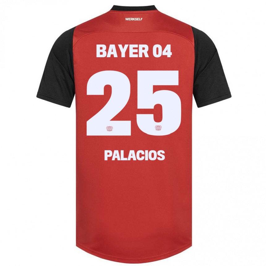 Gyermek Labdarúgás Exequiel Palacios #25 Piros Fekete Hazai Jersey 2024/25 Mez Póló Ing