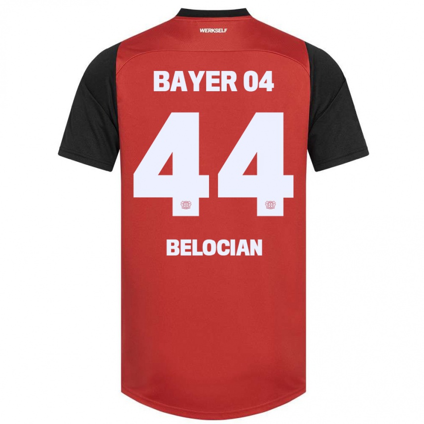 Gyermek Labdarúgás Jeanuël Belocian #44 Piros Fekete Hazai Jersey 2024/25 Mez Póló Ing