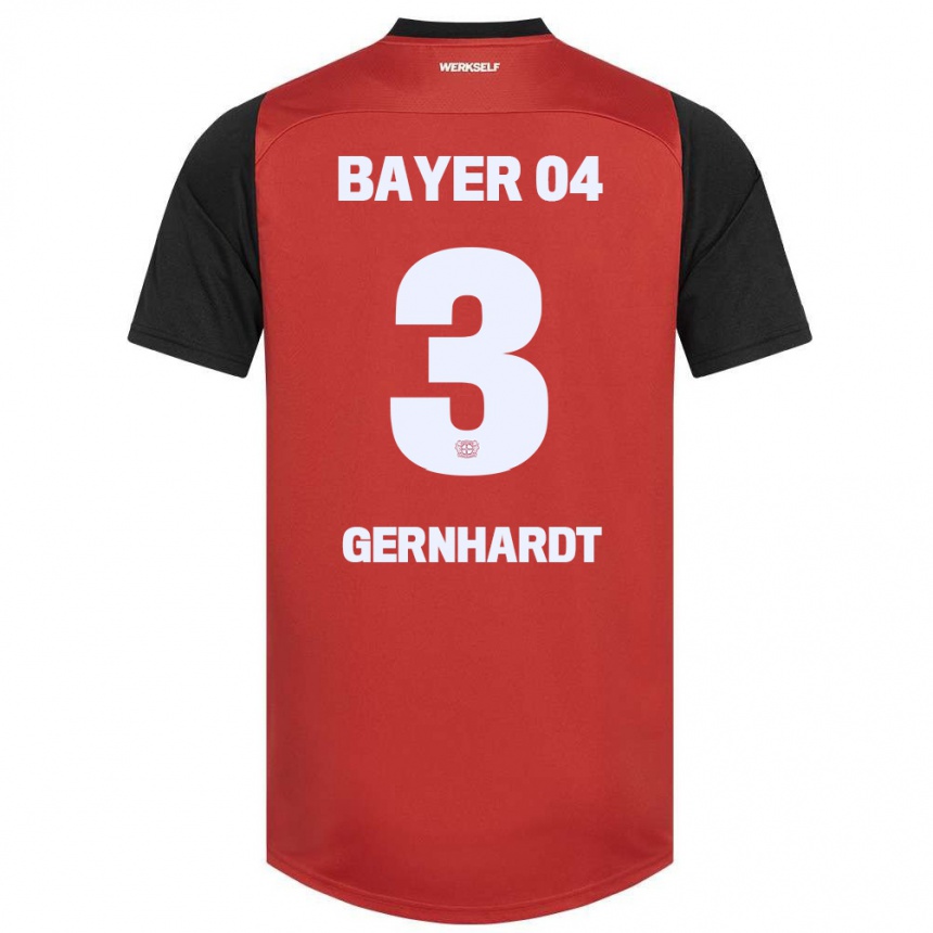 Gyermek Labdarúgás Nils Gernhardt #3 Piros Fekete Hazai Jersey 2024/25 Mez Póló Ing