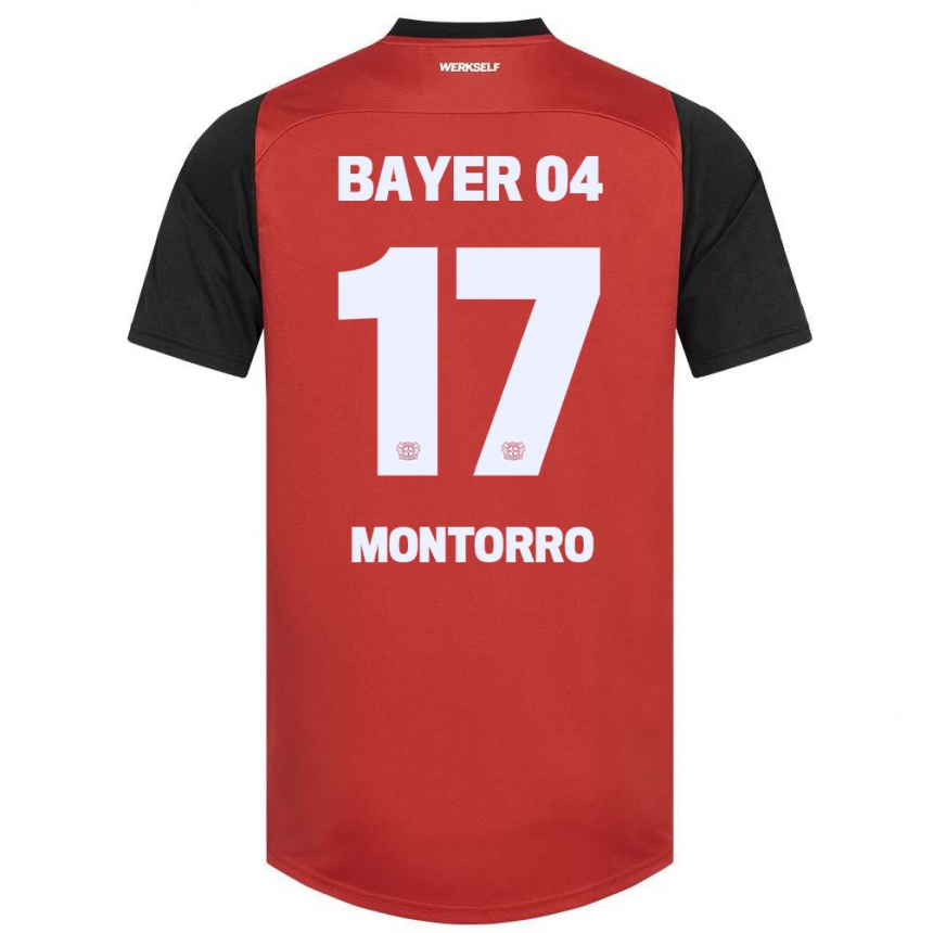 Gyermek Labdarúgás Josuè Montorro #17 Piros Fekete Hazai Jersey 2024/25 Mez Póló Ing